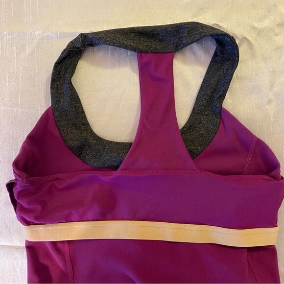 Lululemon Ladies Tank Size  10 Plum with Grey Heather trim - Picture 6 of 9